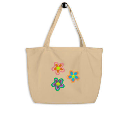 Pickleball Flower Tote Bag